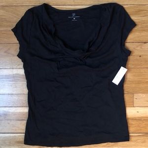 Black Drape Neck Tee